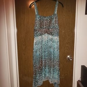 Dress Barn Teal Green Animal Print Chiffon Dress